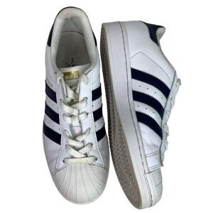 Adidas Classic SUPERSTAR White/Blue Leather Low Top Men’s Sneaker Shoes Sz 7.5